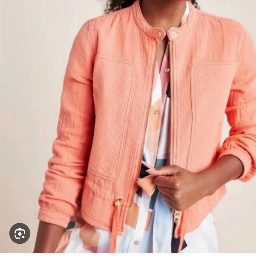 Anthropologie Orange Quilted Texture Jacket